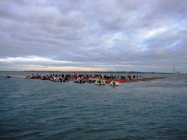 The Bramble Bank Cricket Match in the Solent.